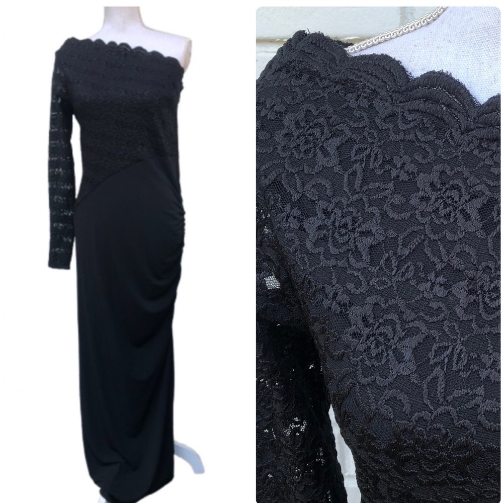 NWOT Venus one shoulder lace sexy slit dress M
